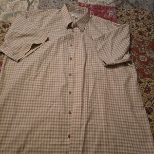 Men's Tan Checkered Dress Shirt